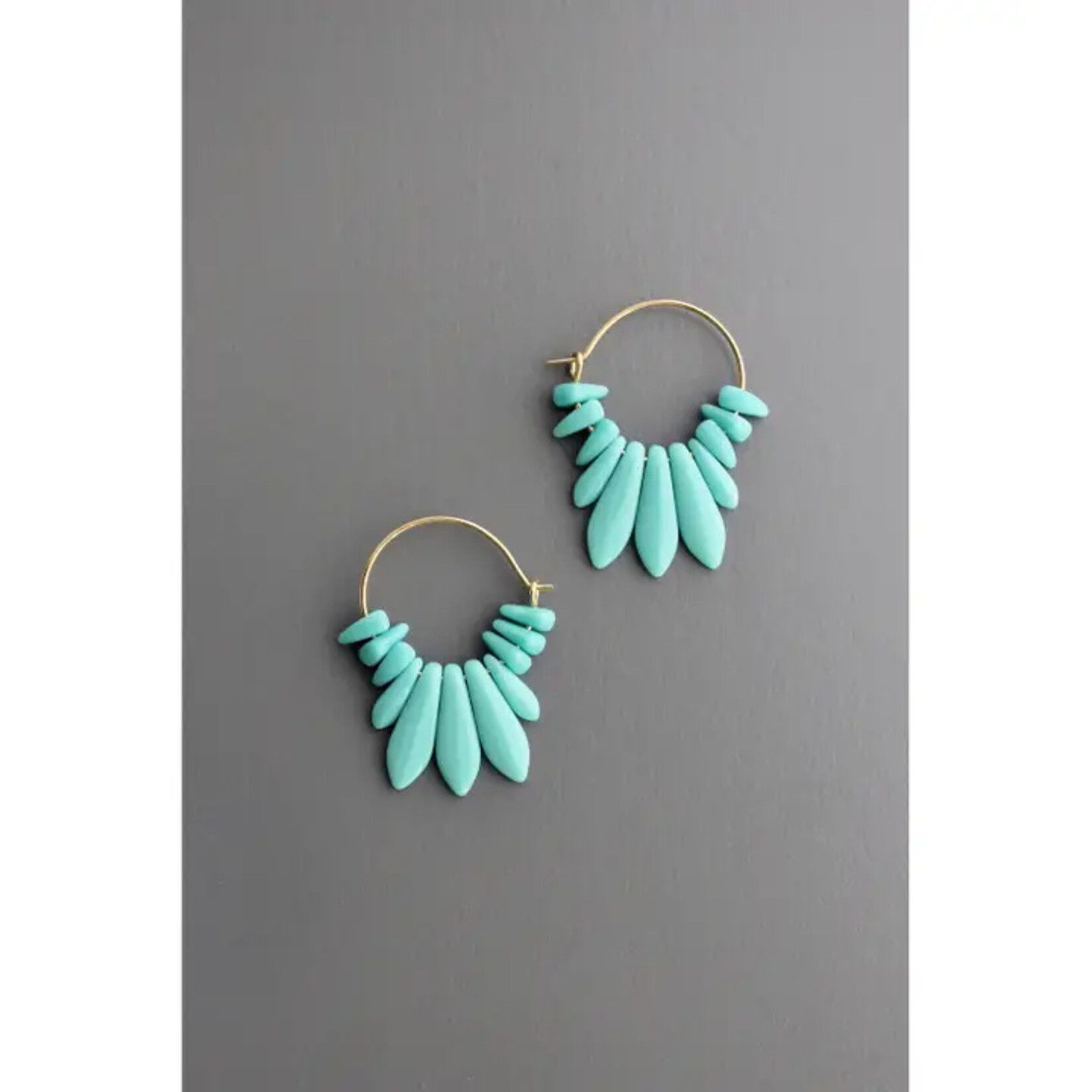 David Aubrey Jewelry Turquiose Glass Small Hoops
