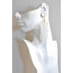 David Aubrey Jewelry White Frosted Acrylic Leaf Earrings