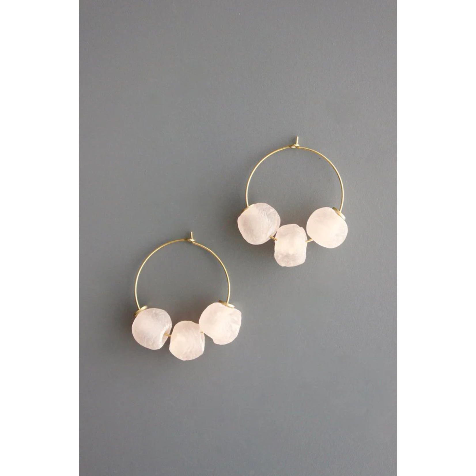 David Aubrey Jewelry Pink Ghana Glass Hoop Earrings