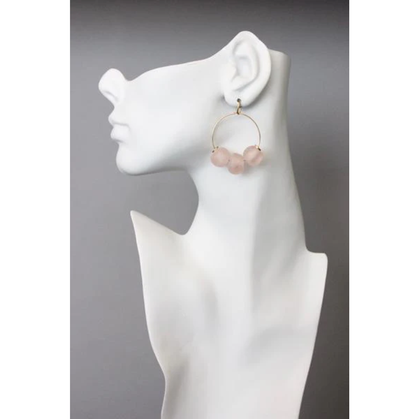 David Aubrey Jewelry Pink Ghana Glass Hoop Earrings