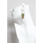 David Aubrey Jewelry Green and Gray Hoop Earrings