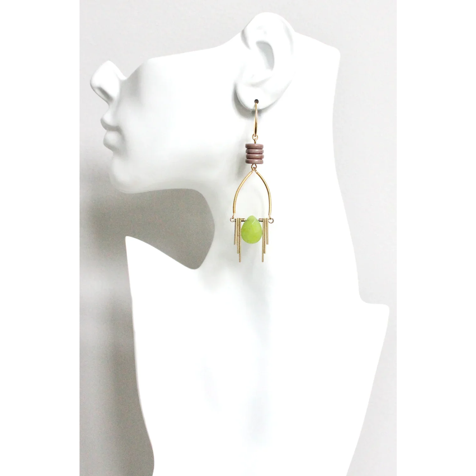 David Aubrey Jewelry Green and Mauve Art Deco Earrings