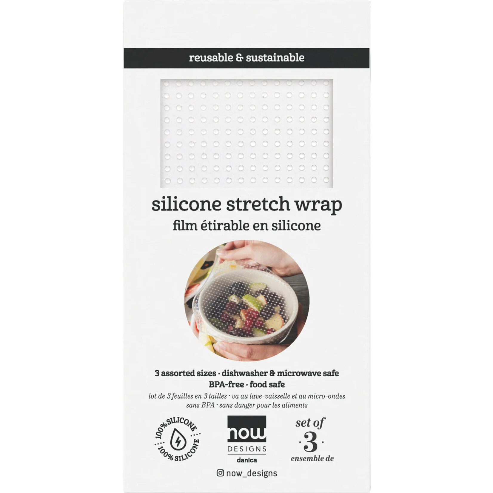 Now Designs Clear Silicone Stretch Wrap SET OF 3