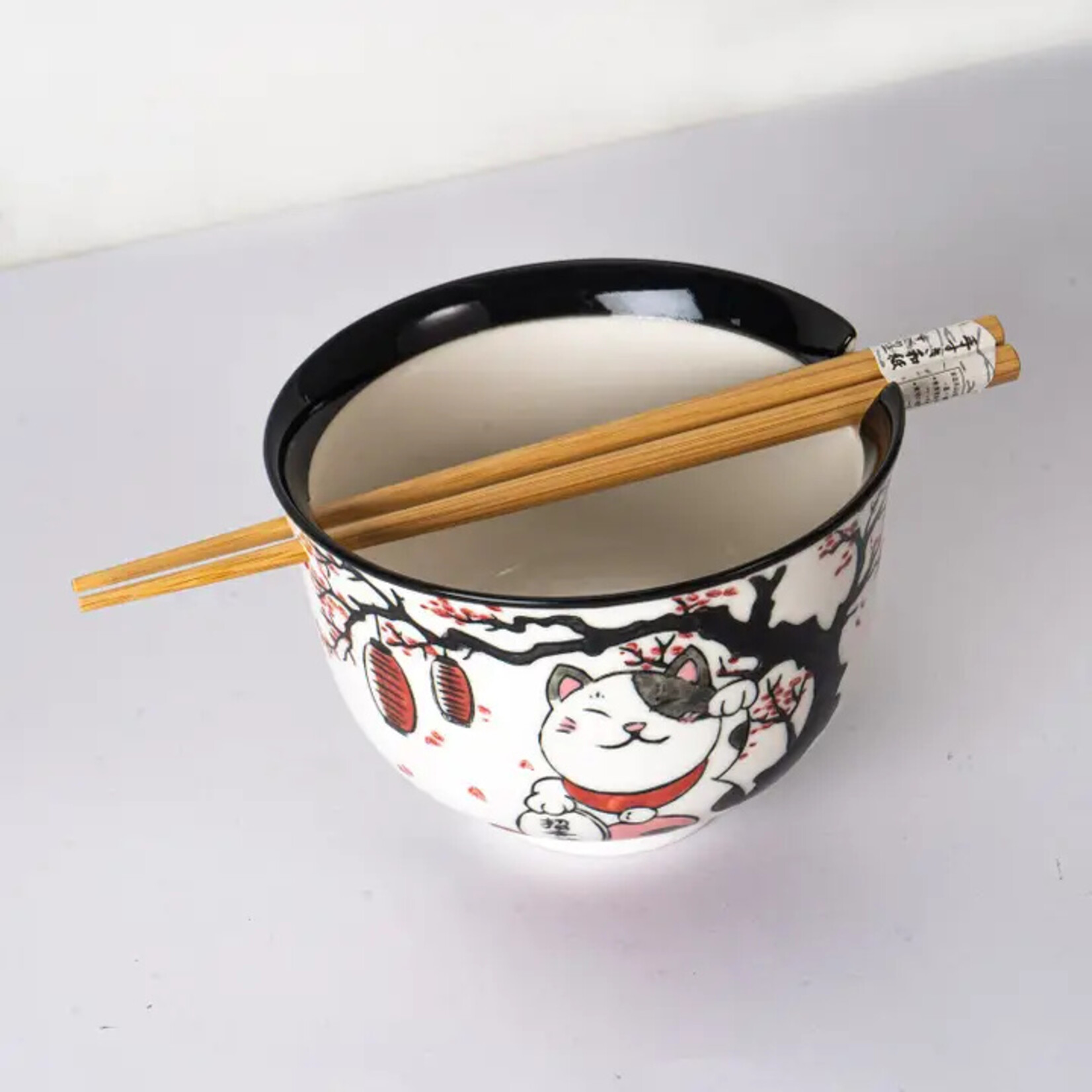 Urban Tokyo 18oz Donburi Bowl w/ Chopsticks Set Lucky Cat
