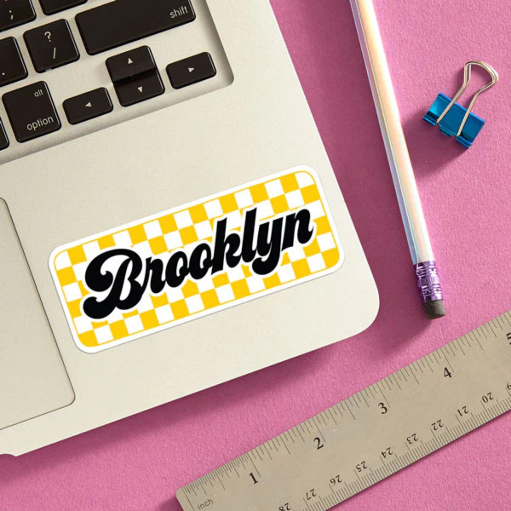Brooklyn Checkered Die Cut Sticker