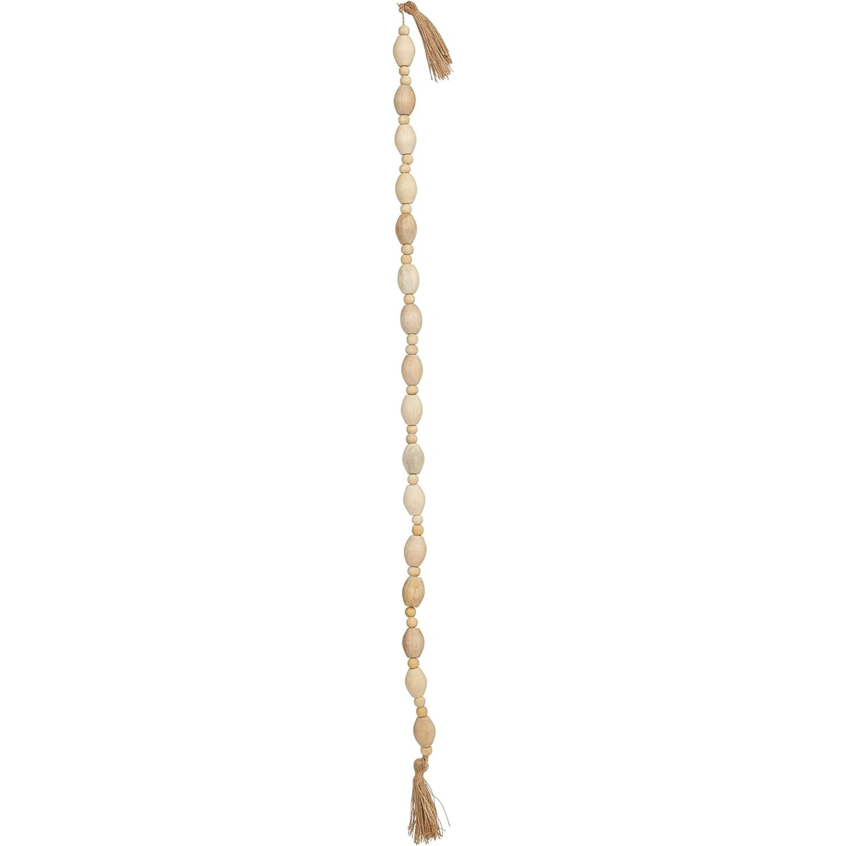 Creative Co-Op Mango Wood Bead Garland with Jute Tassels