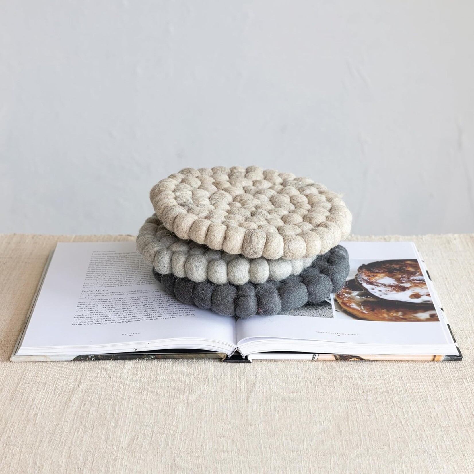 Creative Co-Op Handmade Wool Felt Ball Trivet
