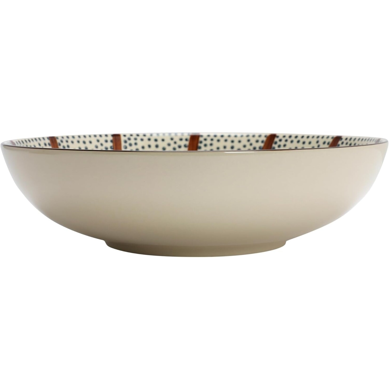 Creative Co-Op Hand-Painted Stoneware Serving Bowl w/ Pattern