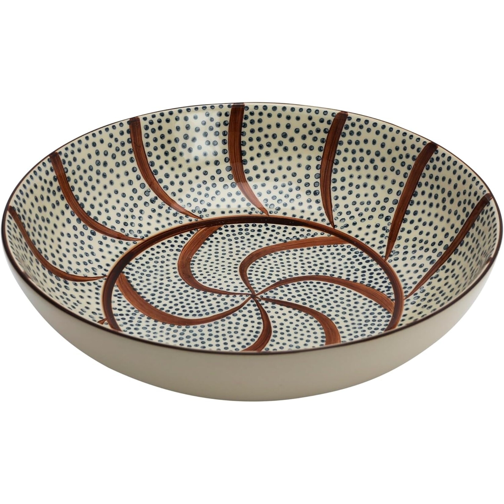 Creative Co-Op Hand-Painted Stoneware Serving Bowl w/ Pattern