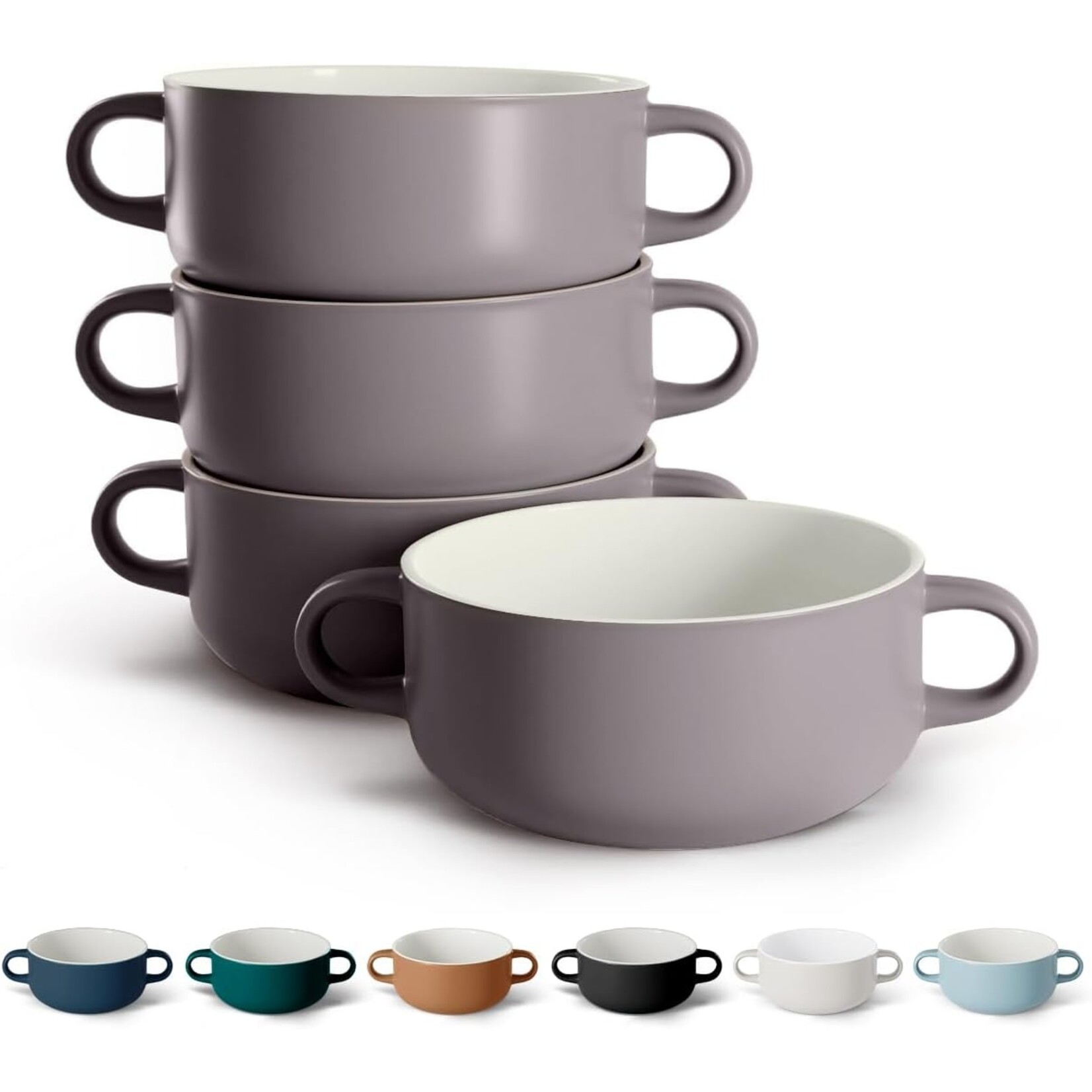 Kook Kook Ceramic Soup Crock 18oz SET of 4- Mauve