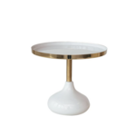 Creative Co-Op Enameled Metal Pedestal, Cream and Gold