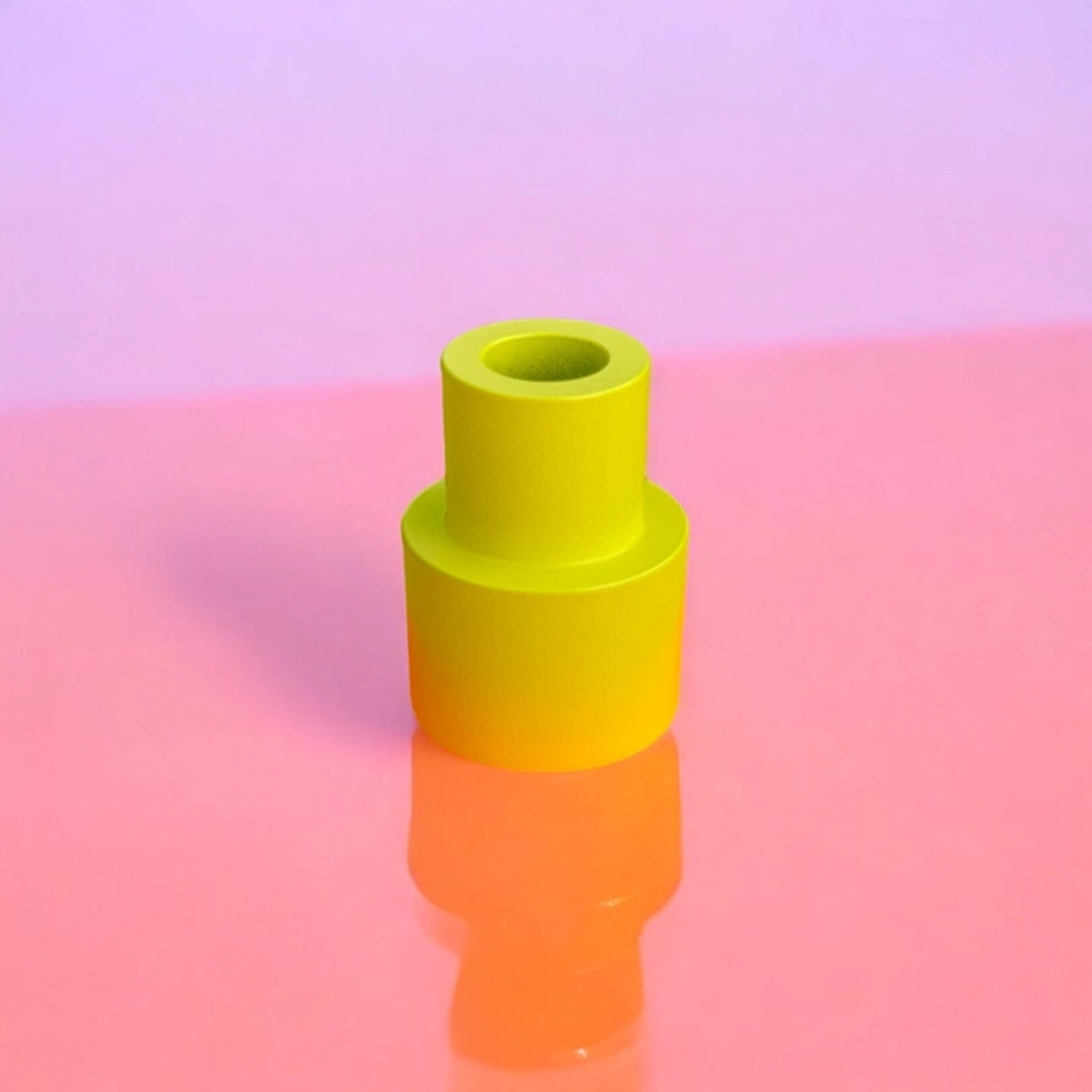 Pink Stories Dipper Tube Taper Candle Holder- Yellow