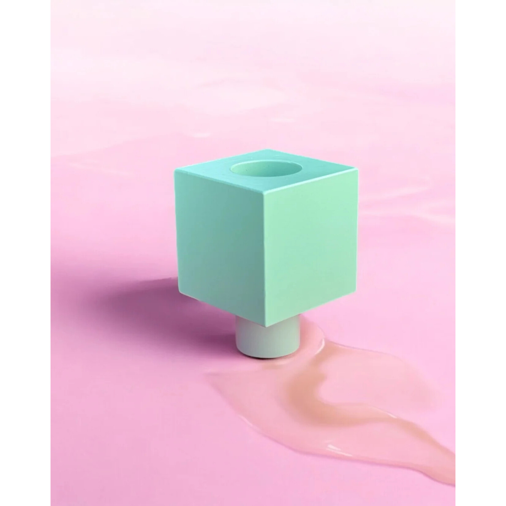 Pink Stories Flipper Cube Taper Candle Holder - Mint