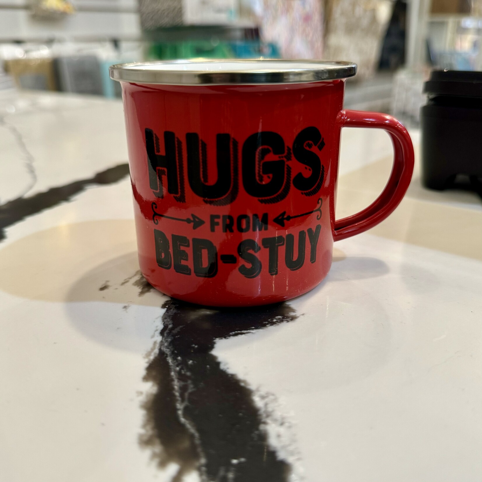 Rock Scissor Paper Hugs From Bed-Stuy Camp Mug- Red
