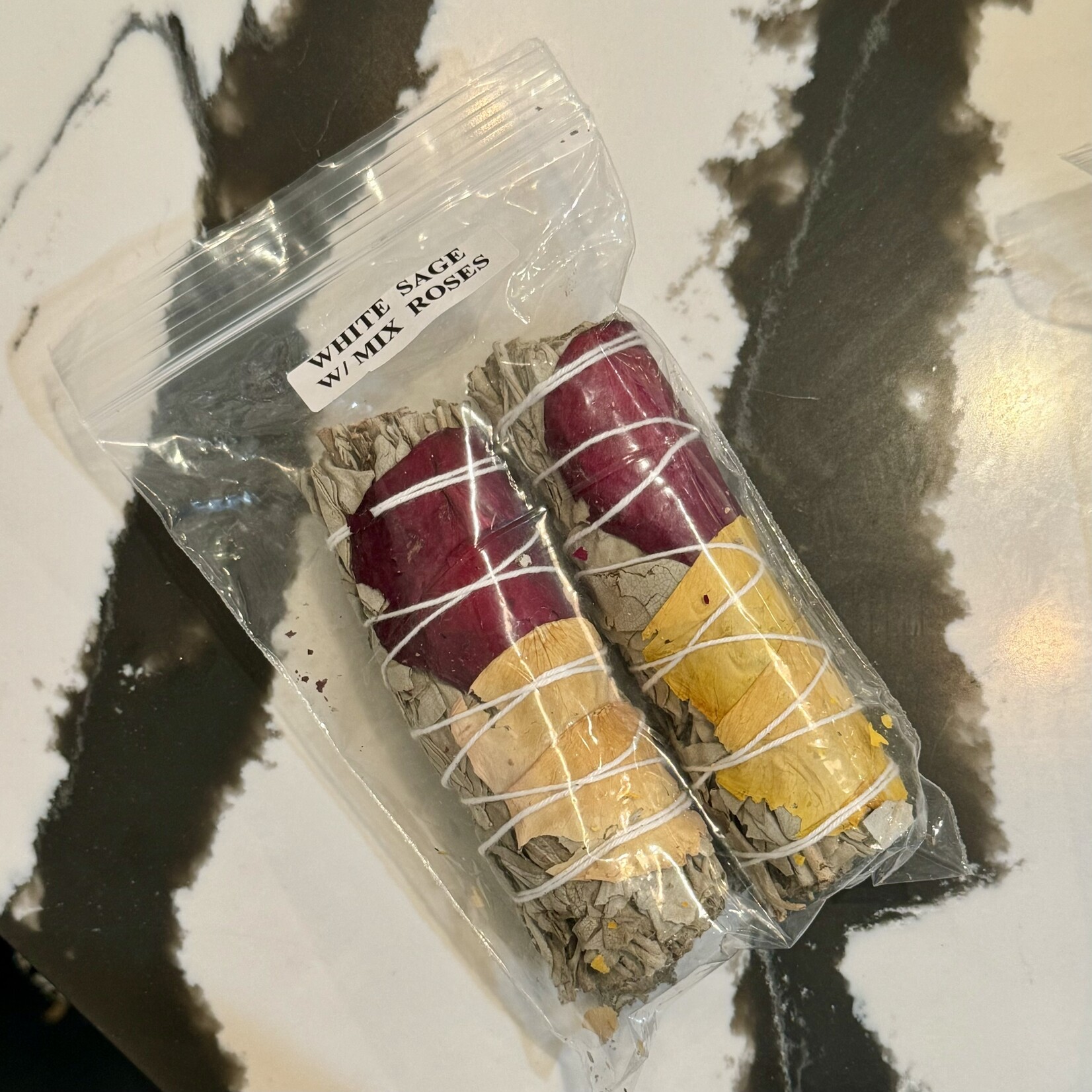 J and S Imports White Sage Rose Pack of 2