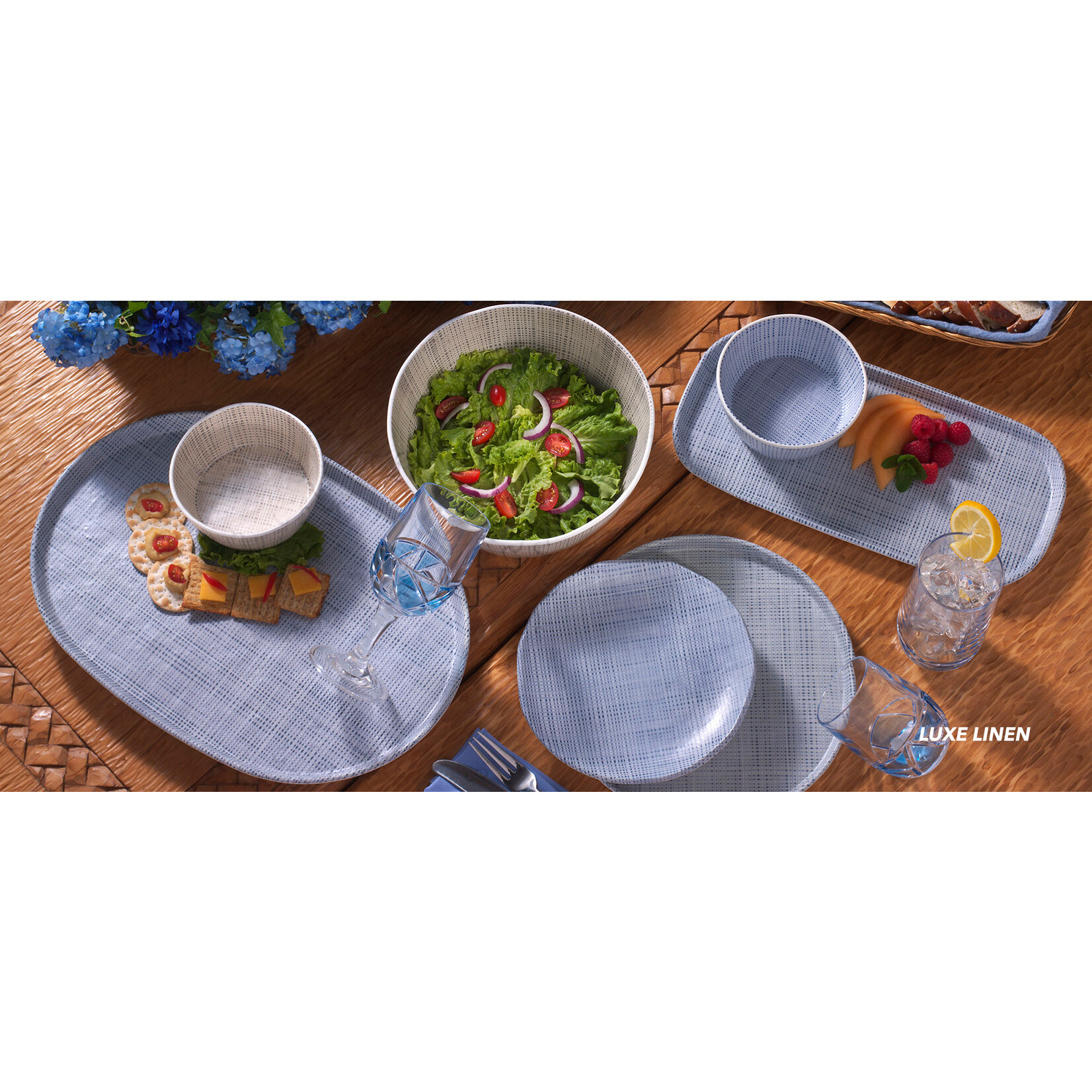 Merritt International Luxe Linen Indigo Serving Tray 14in