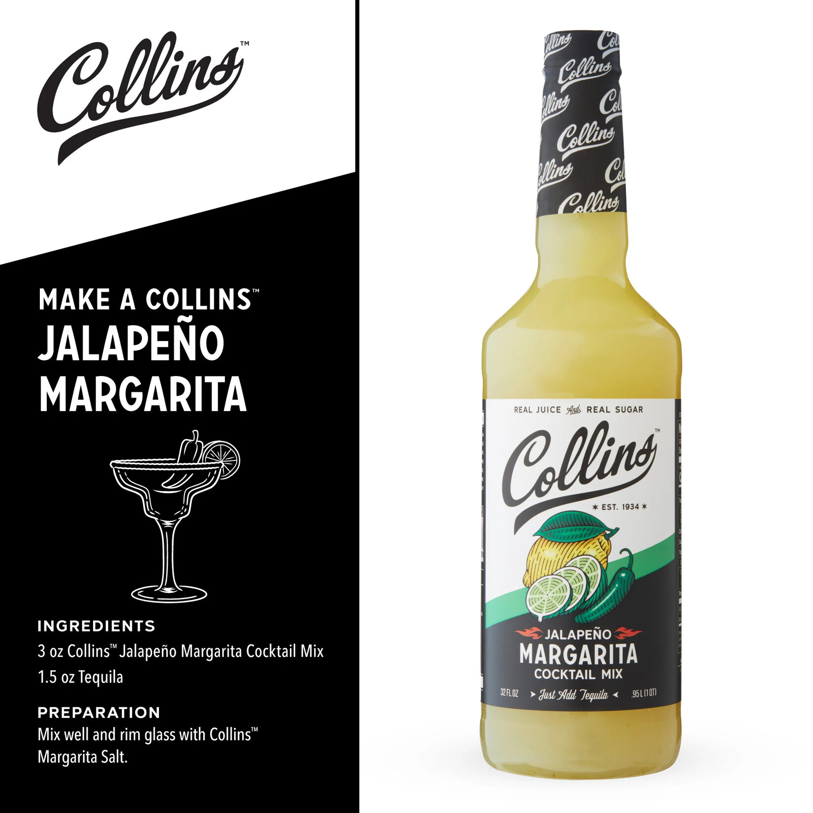 Collins Jalapeno Margarita Cocktail Mix 32 oz