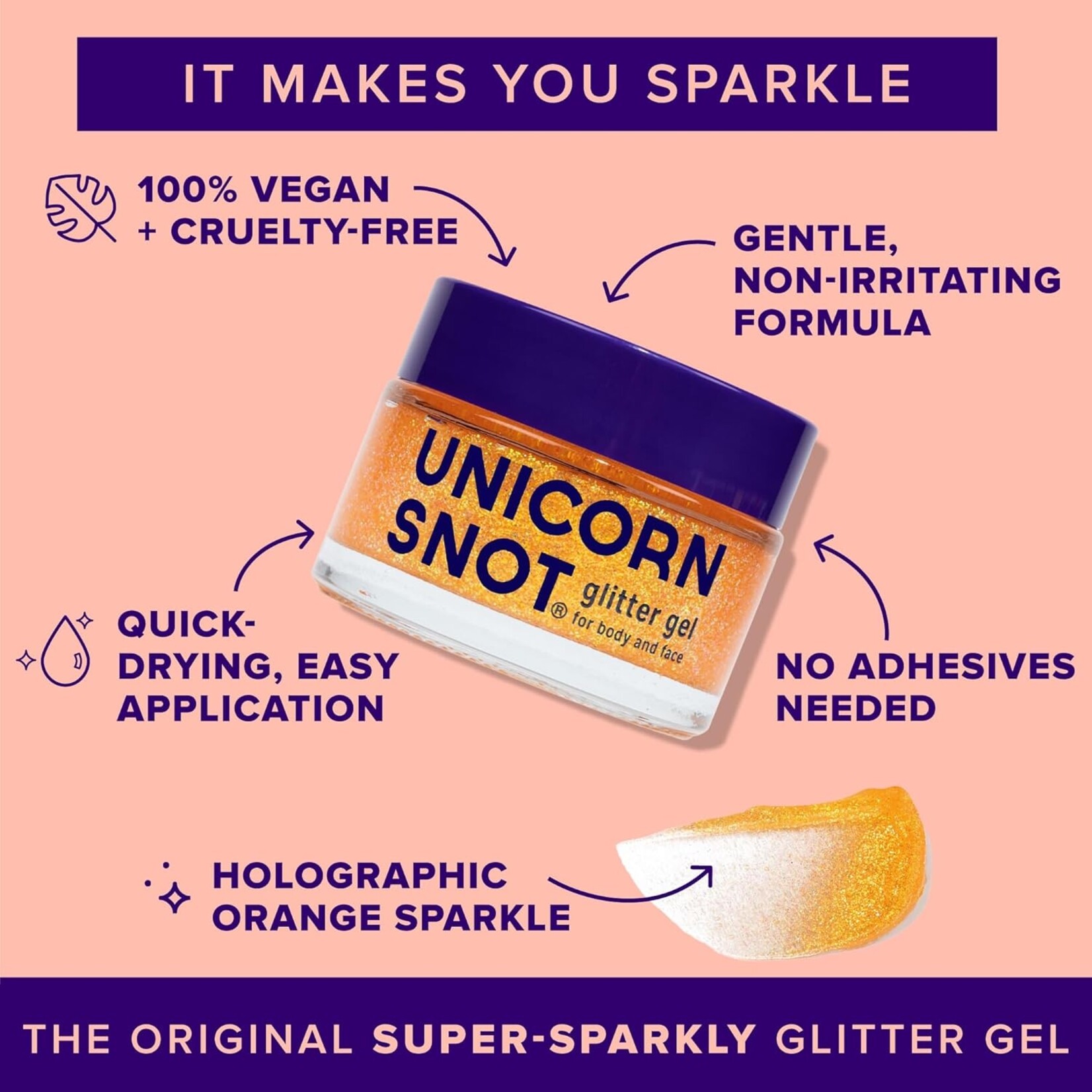 Unicorn Snot Original Glitter Body Gel- Fire (Orange)