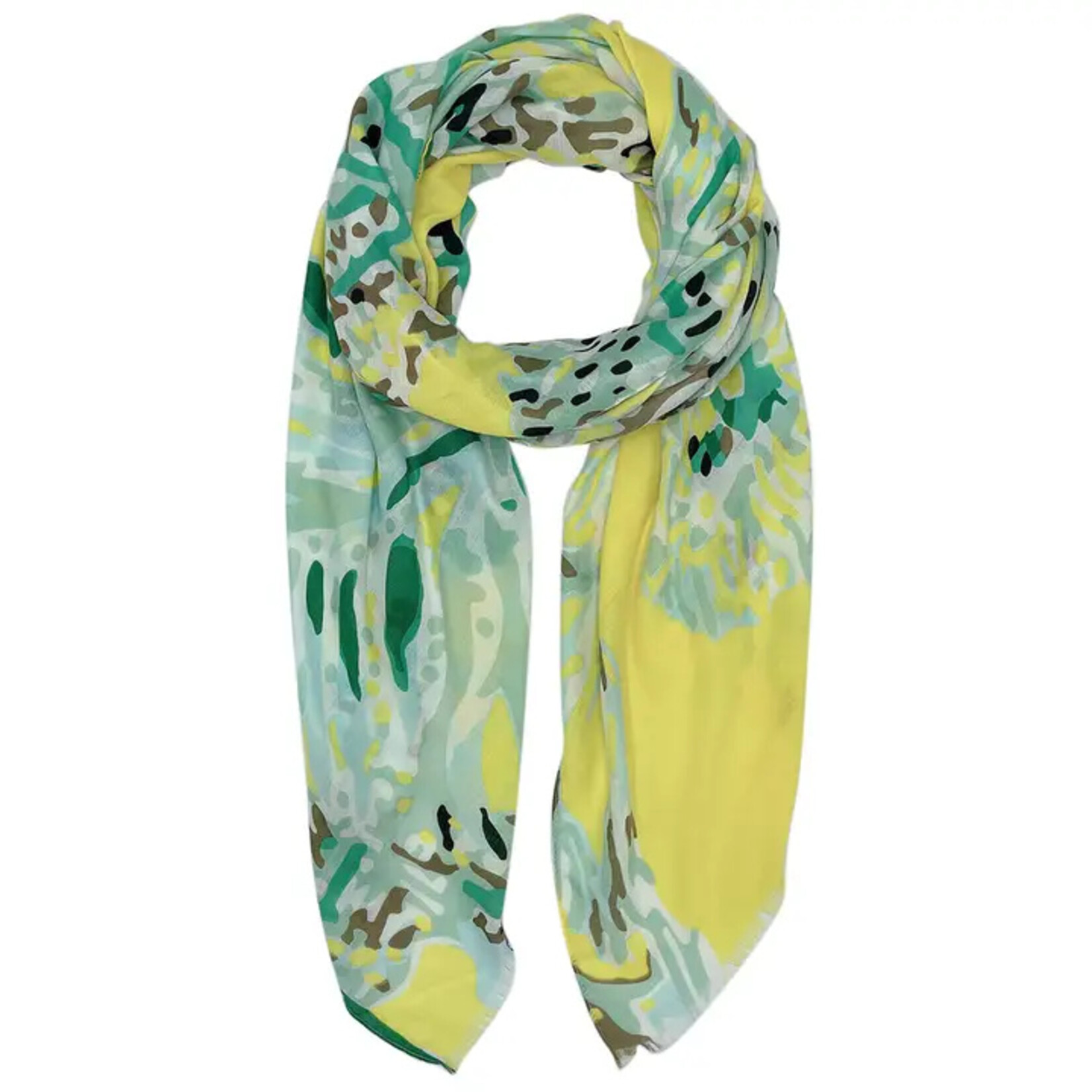 Fashion City Colorful Abstract Floral Print Scarf Yellow