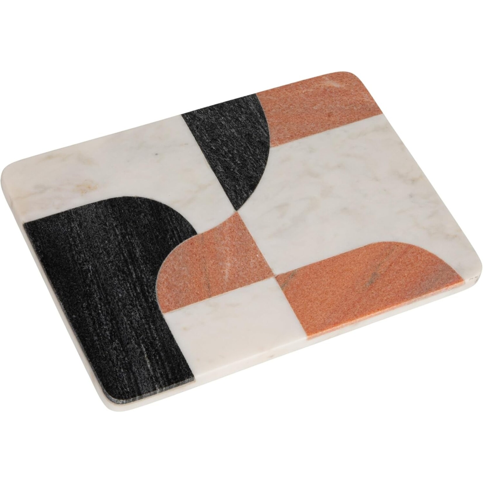 Marble Cutting Board Abstract- White Black Rust