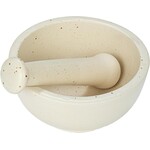Creative Co-Op Stoneware Mortar and Pestle- White