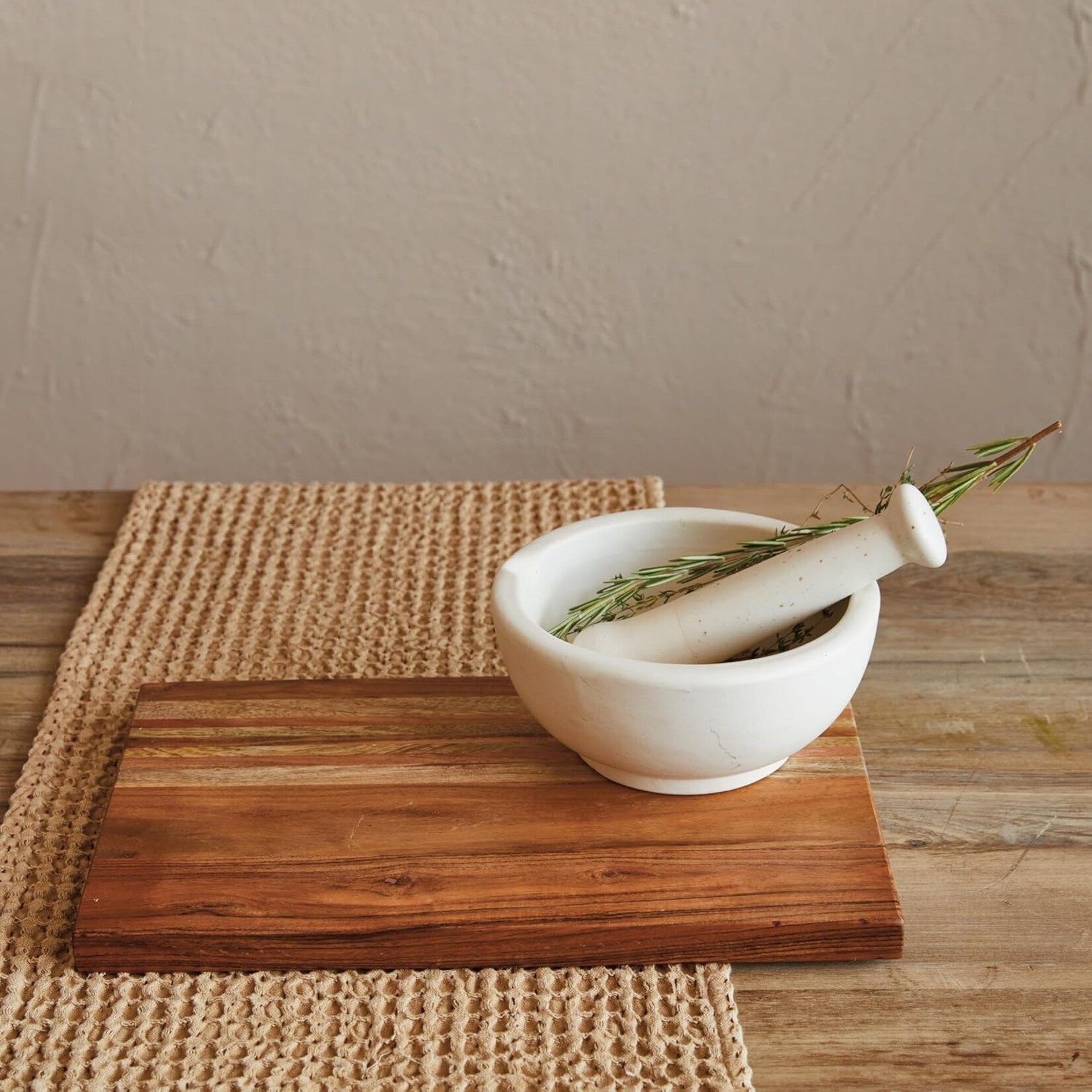 Creative Co-Op Stoneware Mortar and Pestle- White
