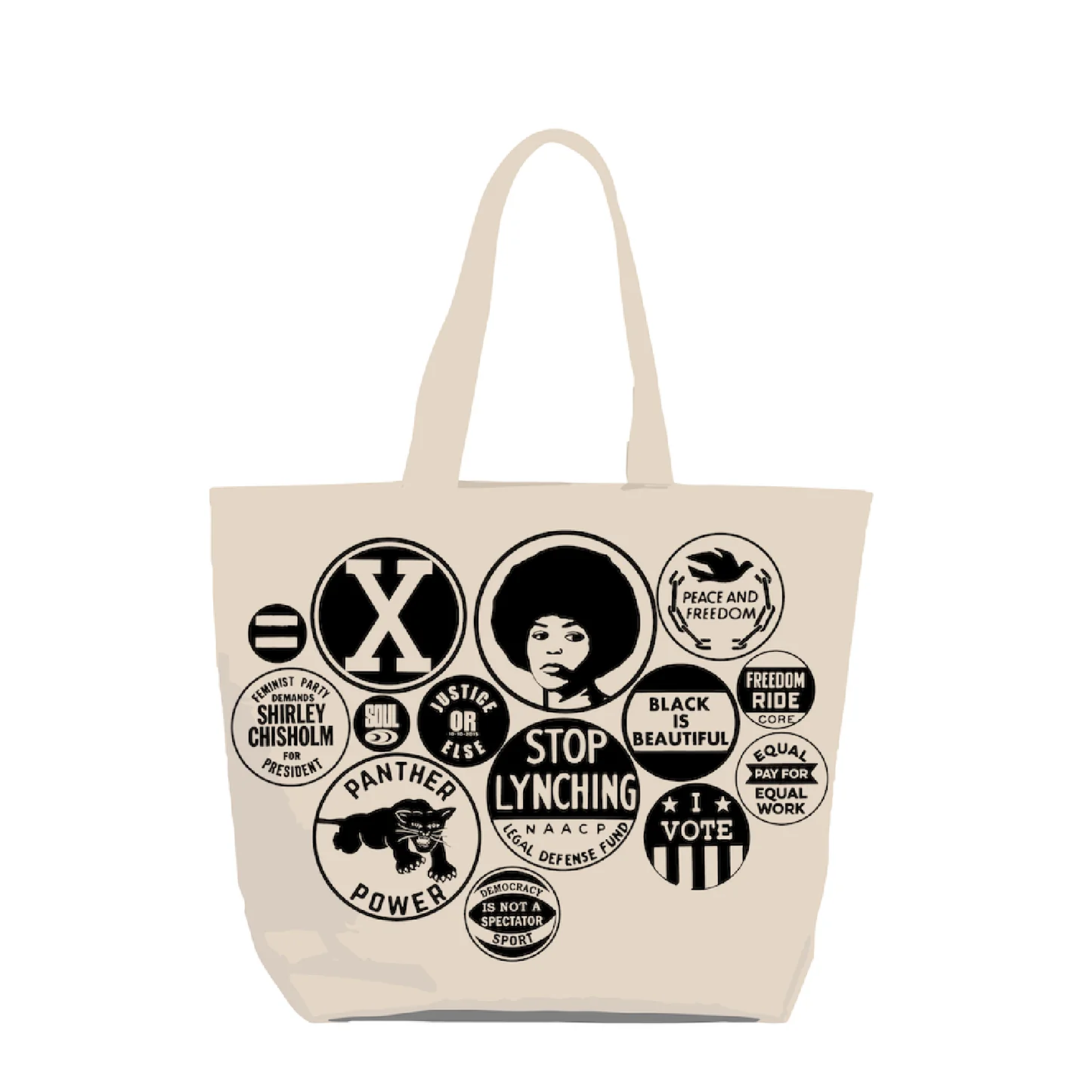 All Very Goods Power Button Tote Bag- Natural