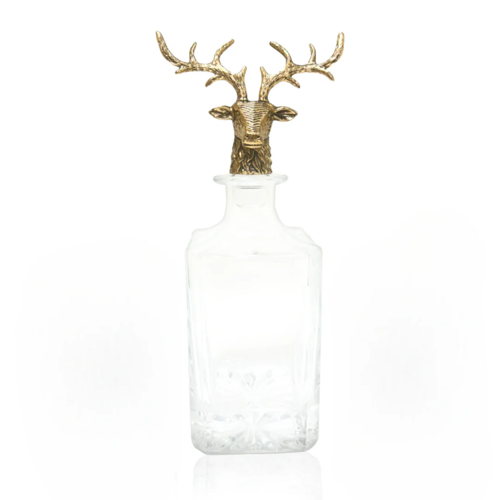 Jersey Art Glass Gold Stag Deer Whiskey Decanter