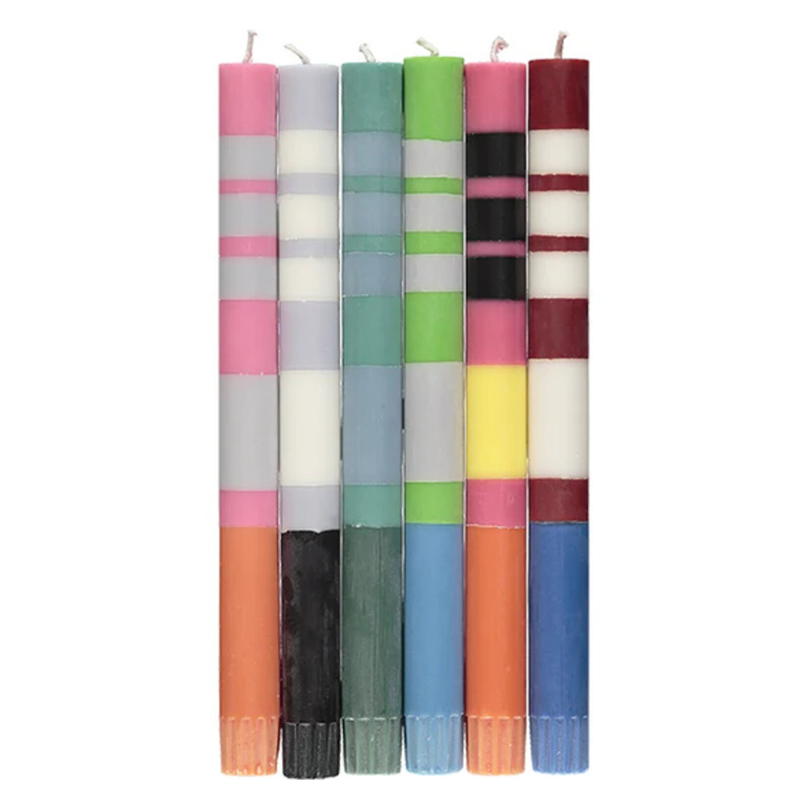 British Colour Standard Candle Multicolor Taper SET OF 6