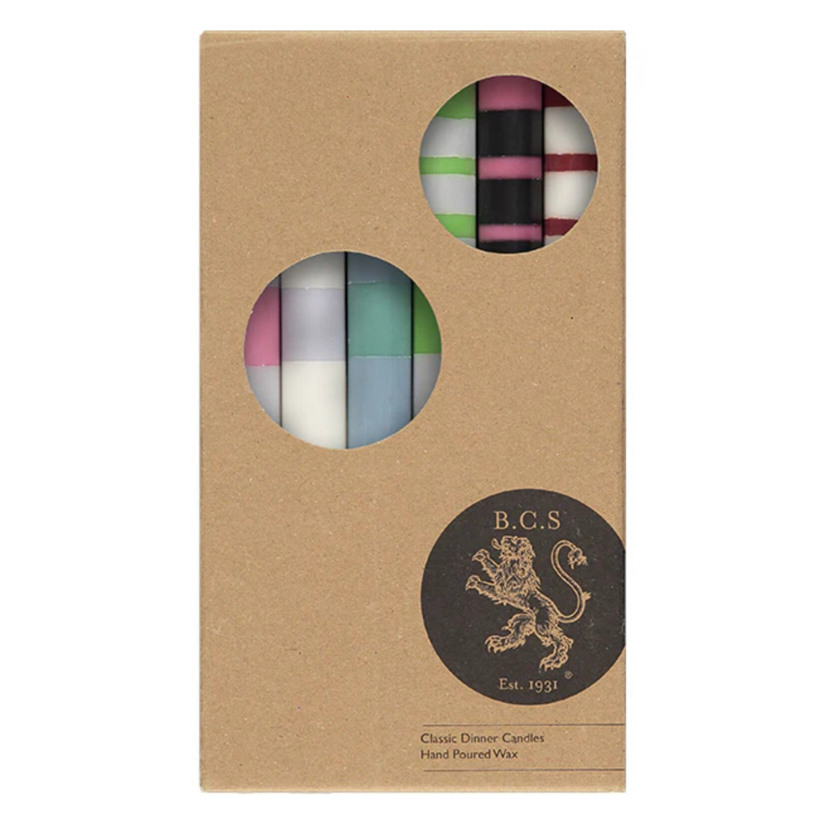 British Colour Standard Candle Multicolor Taper SET OF 6