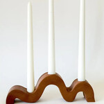 Sunday Nomad Wavy Taper Candle Holder - Saddle