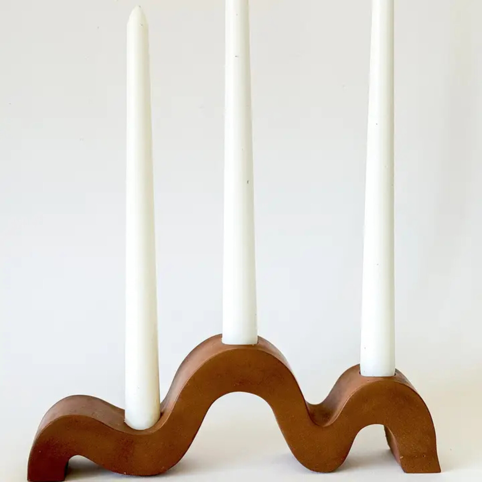 Sunday Nomad Wavy Taper Candle Holder - Saddle