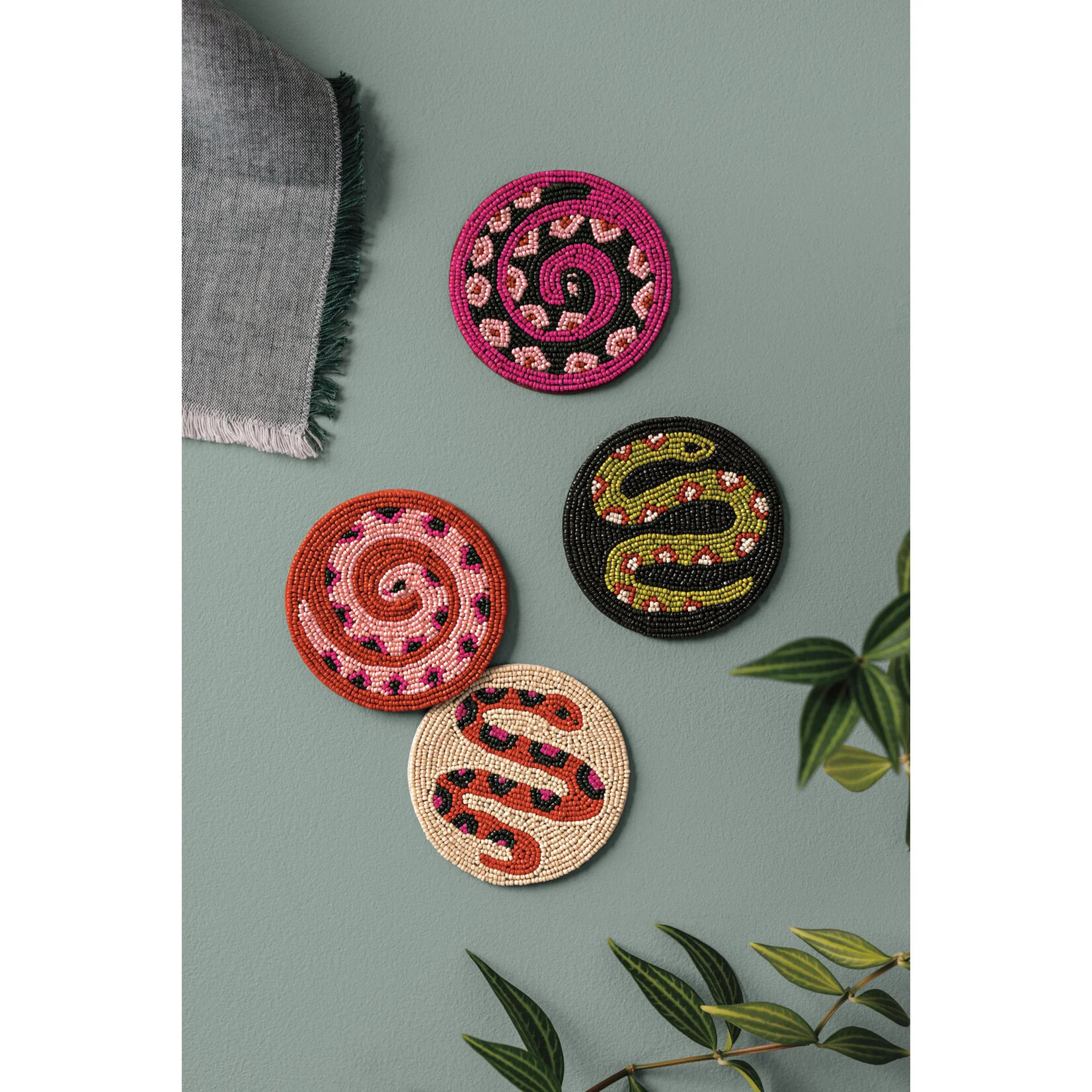 Now Designs Gardenland Beaded Coaster SET OF 4