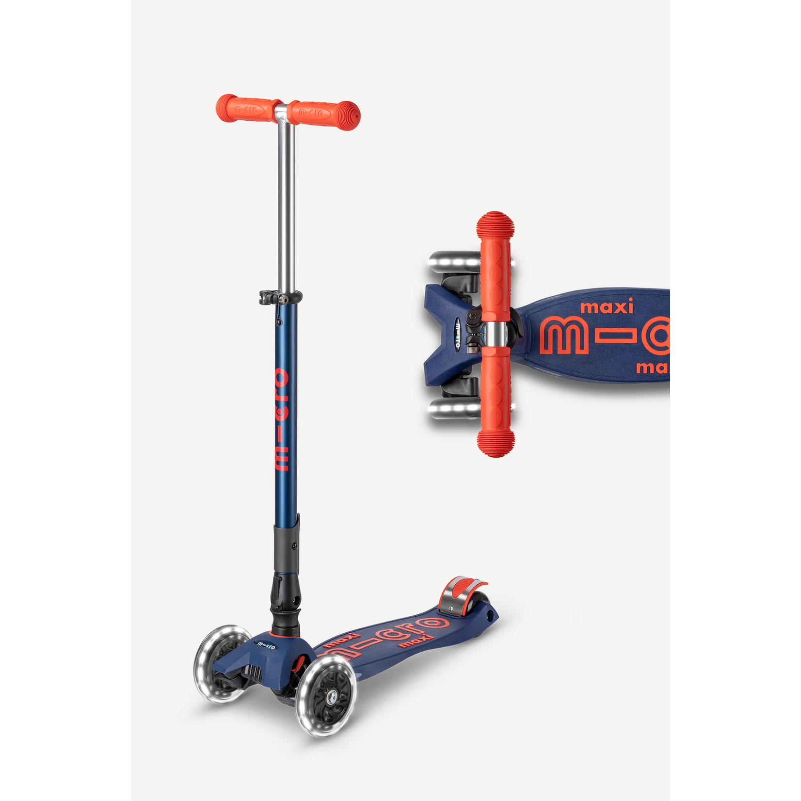 Micro Kickboard Micro Maxi Foldable LED Scooter- Navy Blue Red