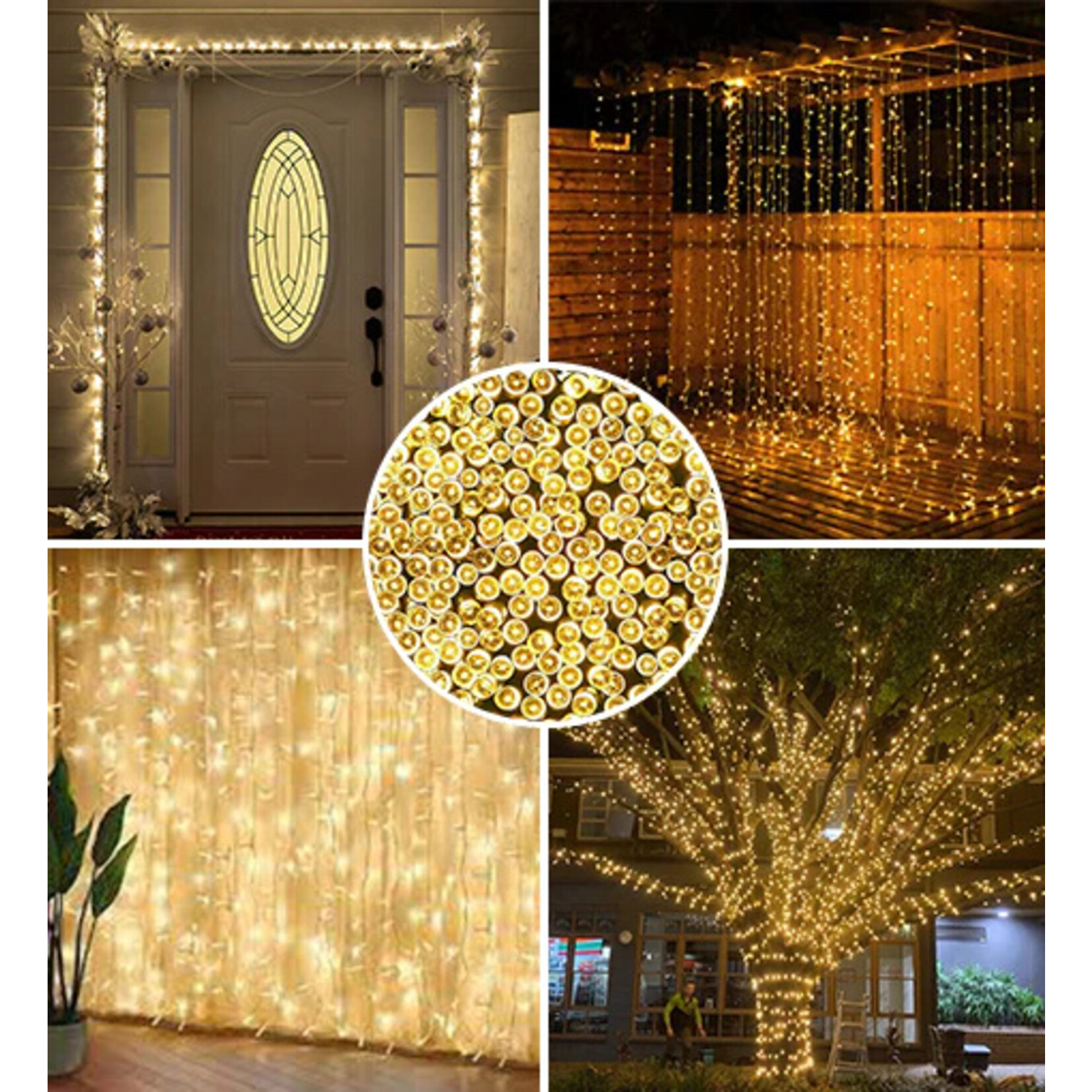 Perfect Holiday 100 LED Green Cable Solar String Lights- Warm White