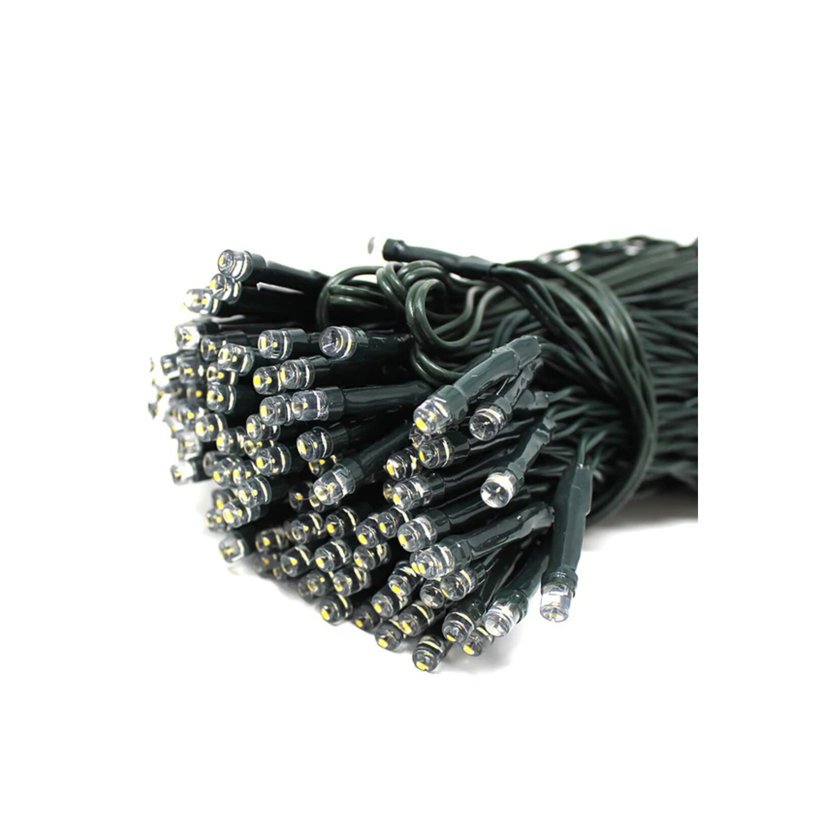 Perfect Holiday 100 LED Green Cable Solar String Lights- Warm White