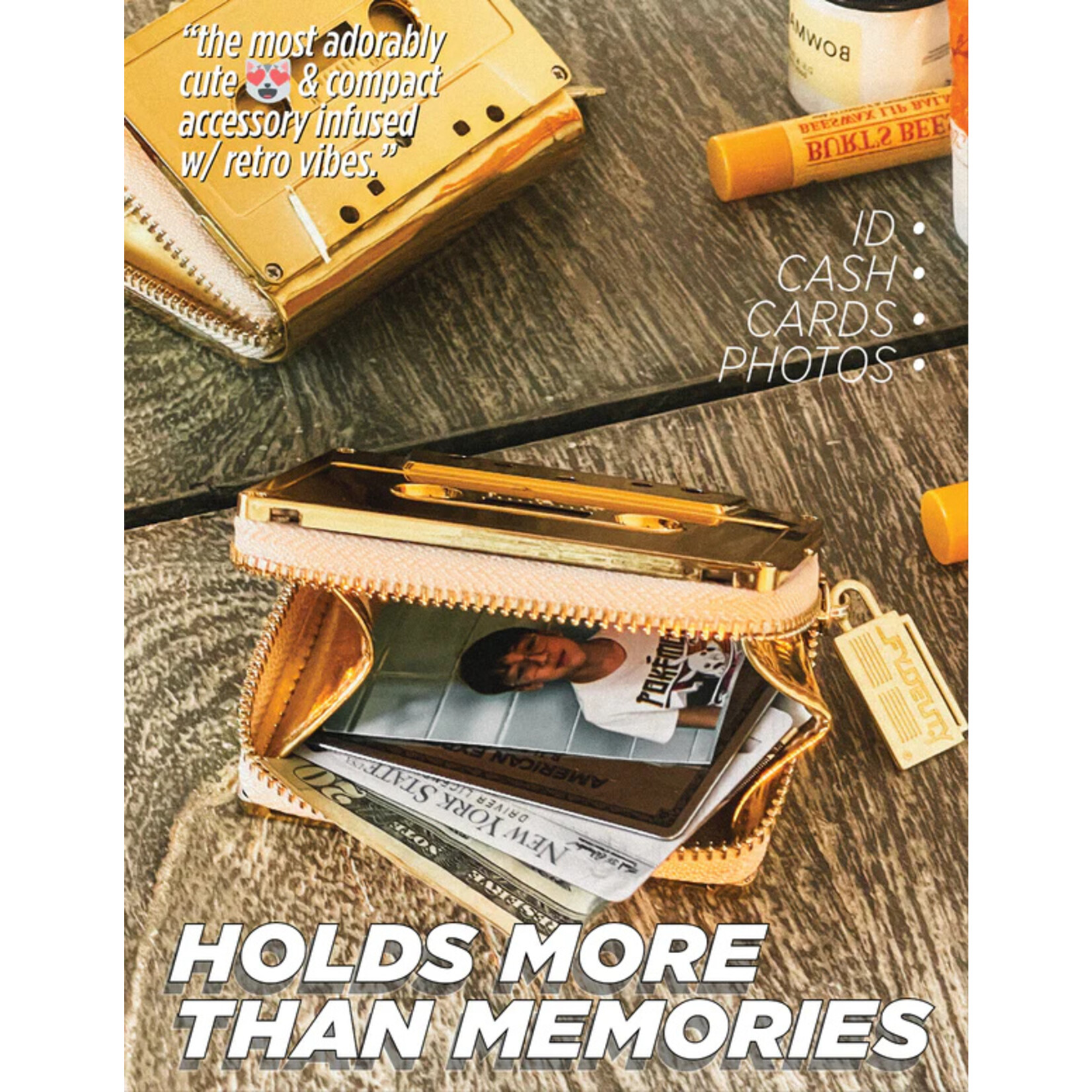 Fydelity Cassette Tape Wallet- Gold Chrome