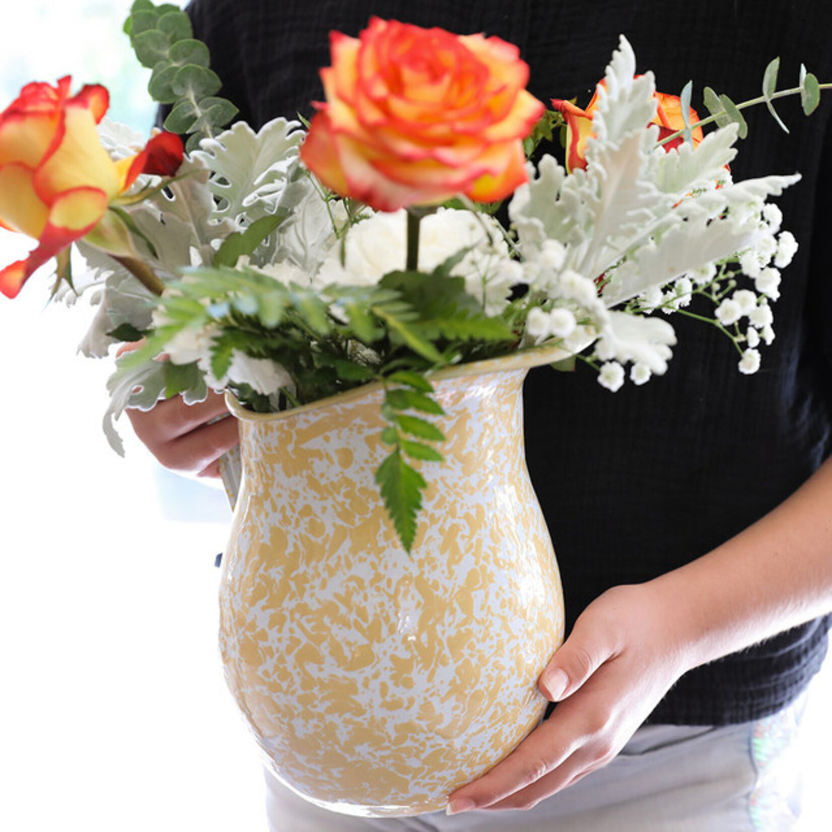 Crow Canyon Home CCH Splatter Enamel Large Pitcher- Green Splatter