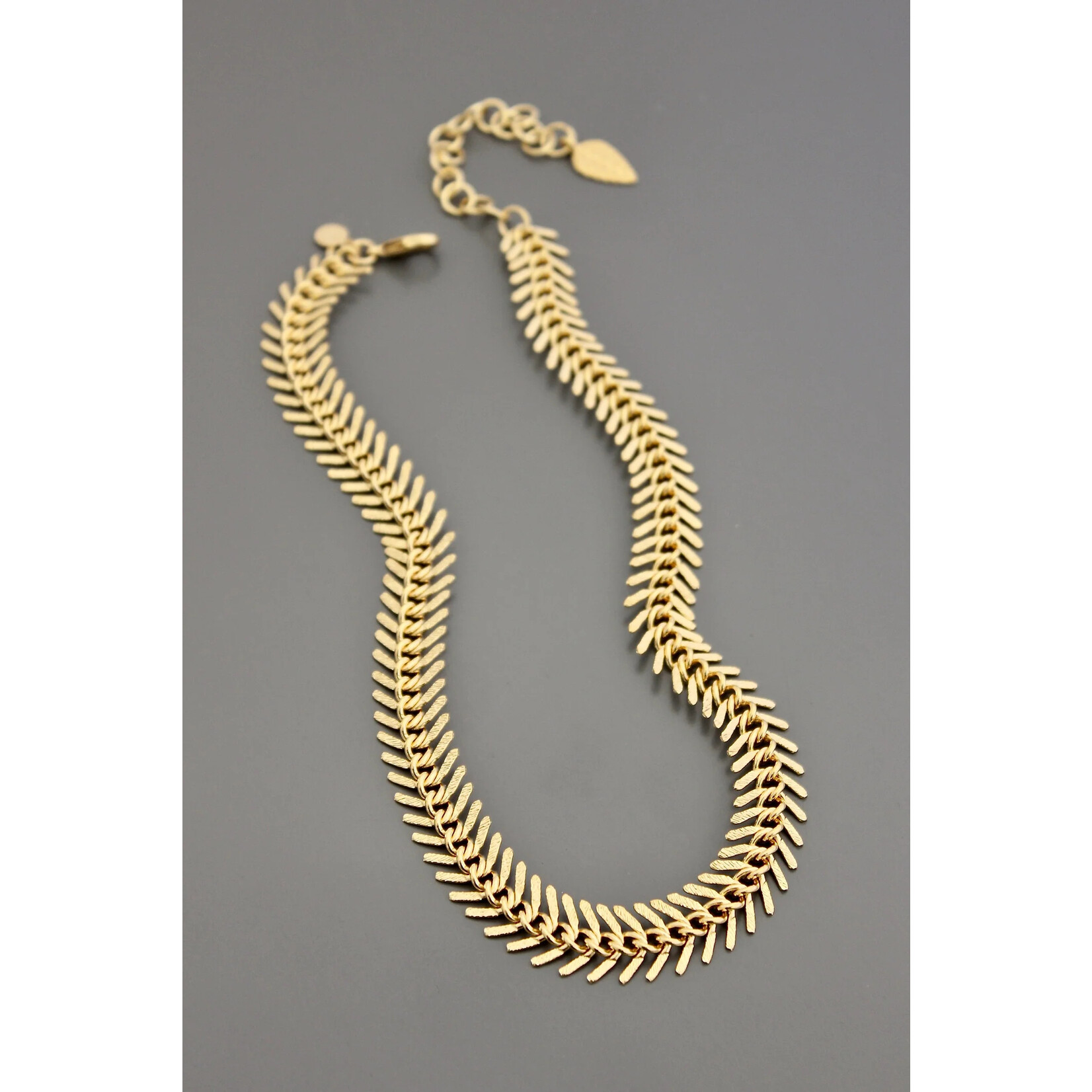 David Aubrey Jewelry Gold Fish Bone Necklace