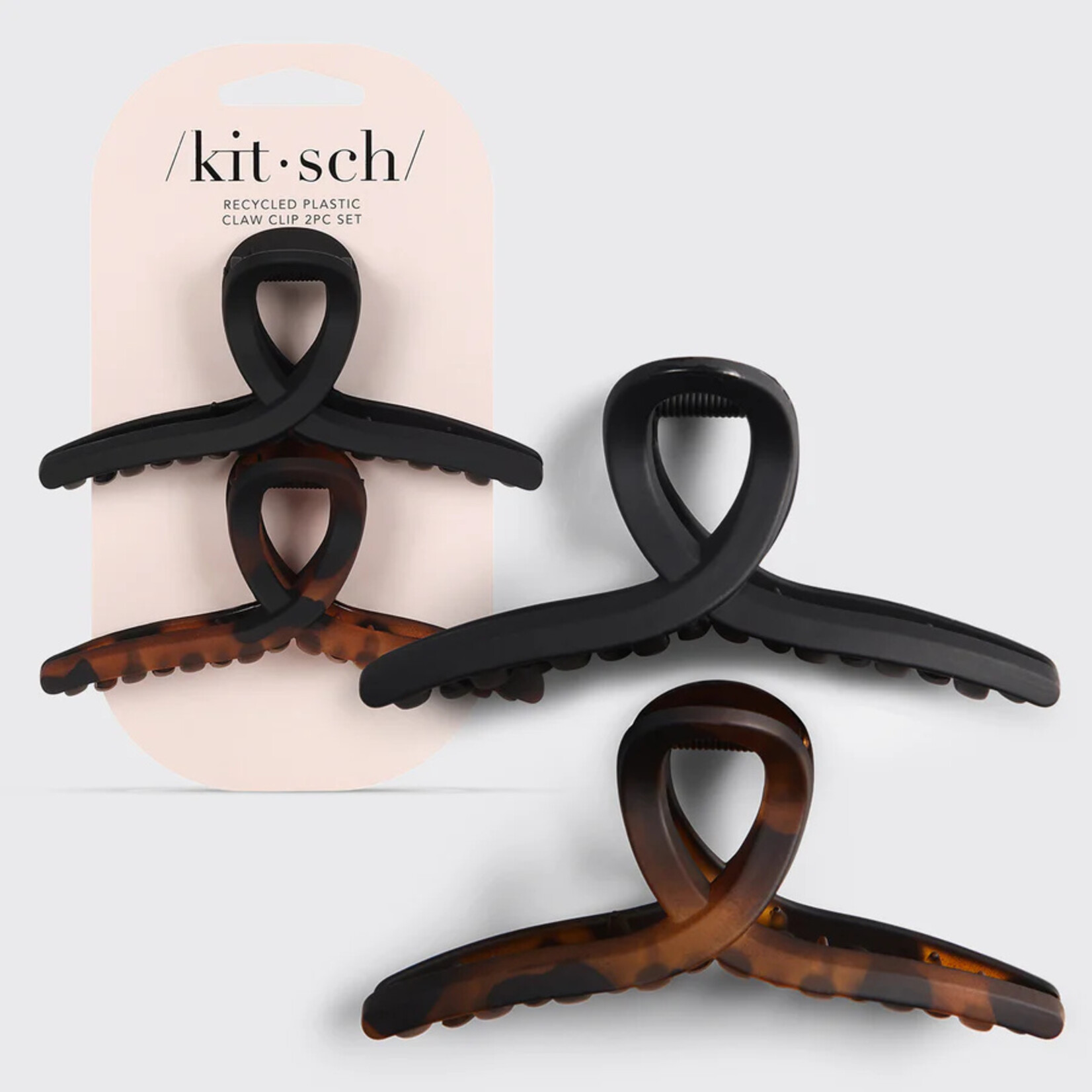 KITSCH Recycled Plastic Large Loop Claw Clip - Black & Tort