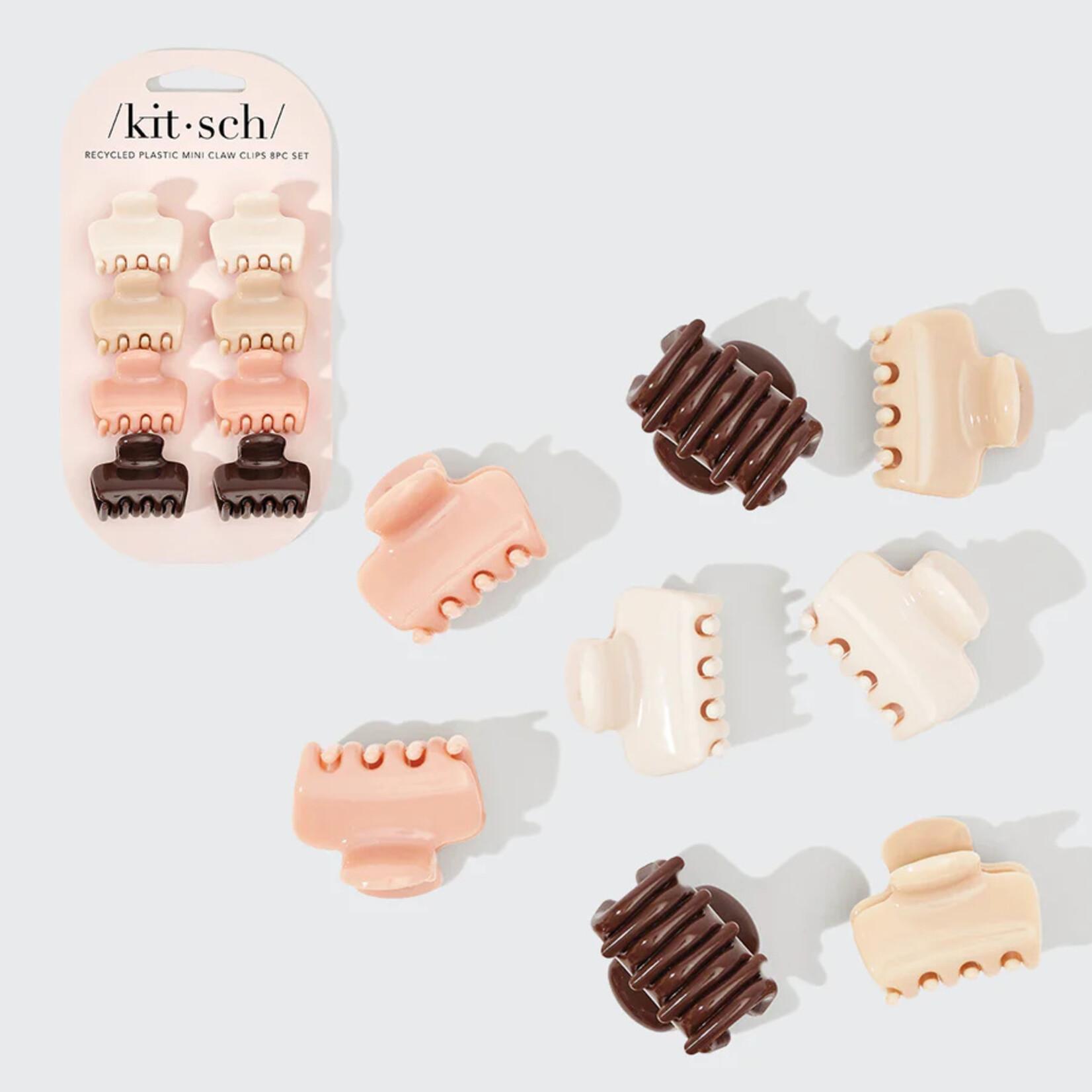 KITSCH Recycled Mini Cloud Claw Clips- 8Pc Rosewood