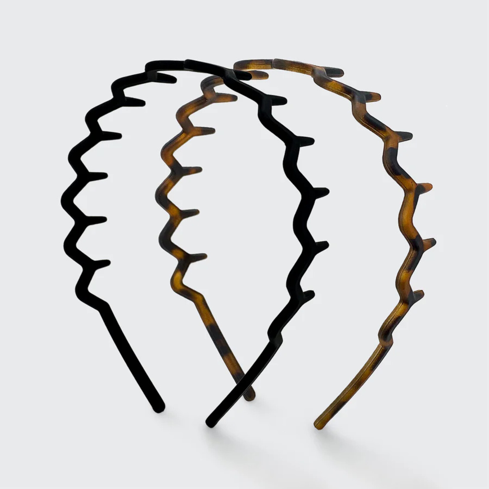 KITSCH Zig Zag Headband- 2Pc Black Tort