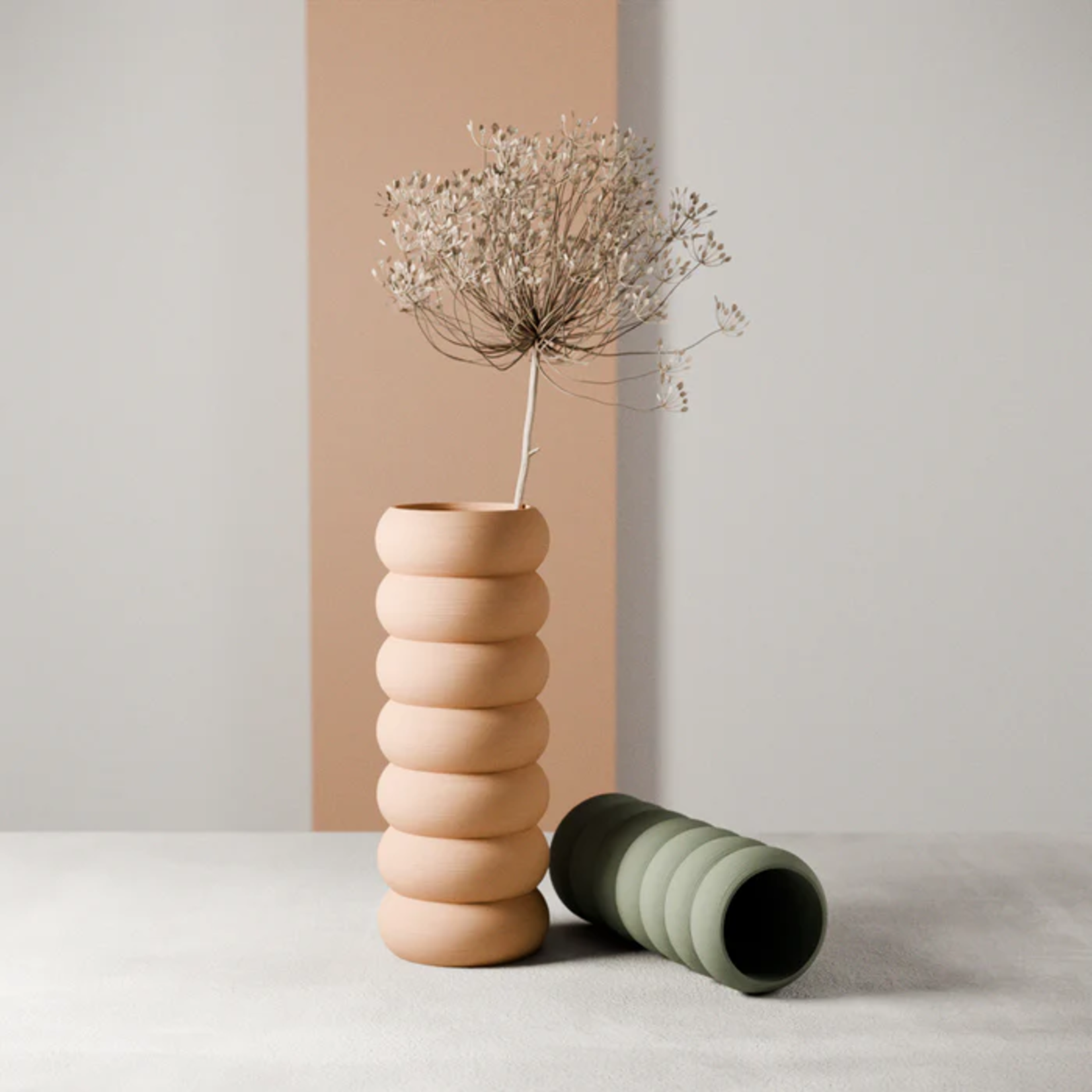 Modernized Pottery Modernized Pottery Stacked Vase Natural Wood