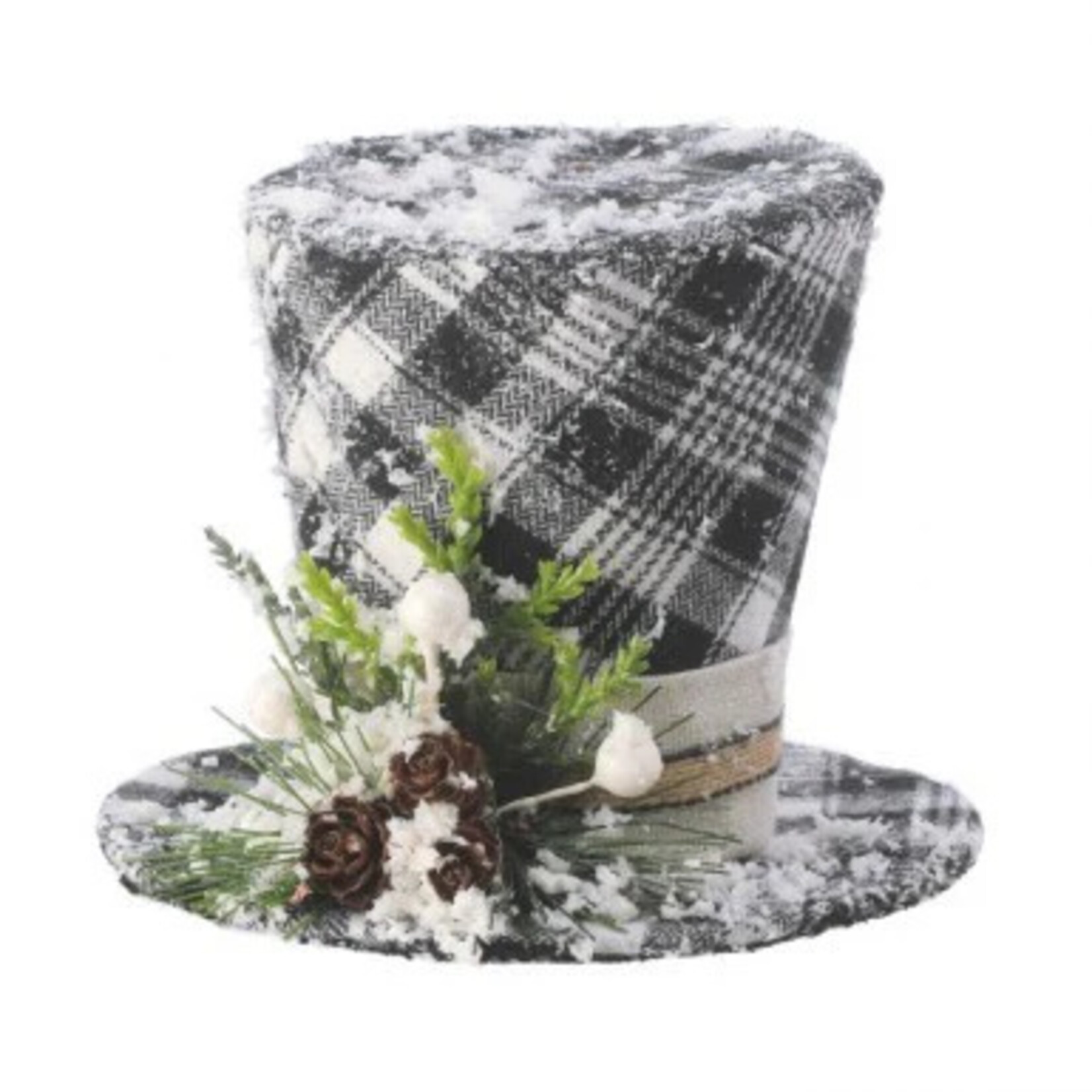 4.5” Deco Country Check Top Hat Ornament
