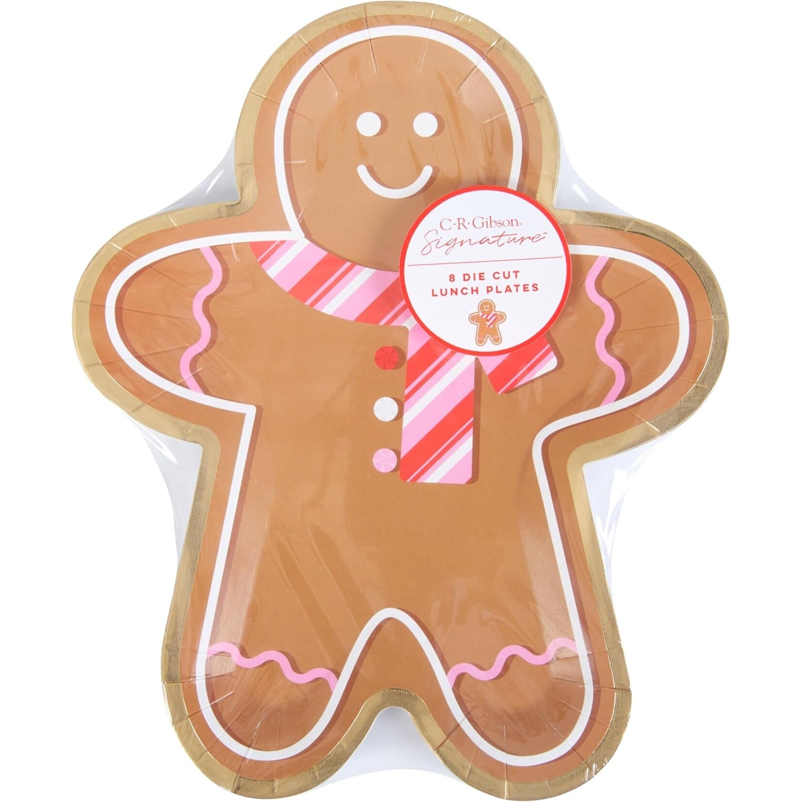 CR Gibson Holiday Gingerbread Lunch Party Plate