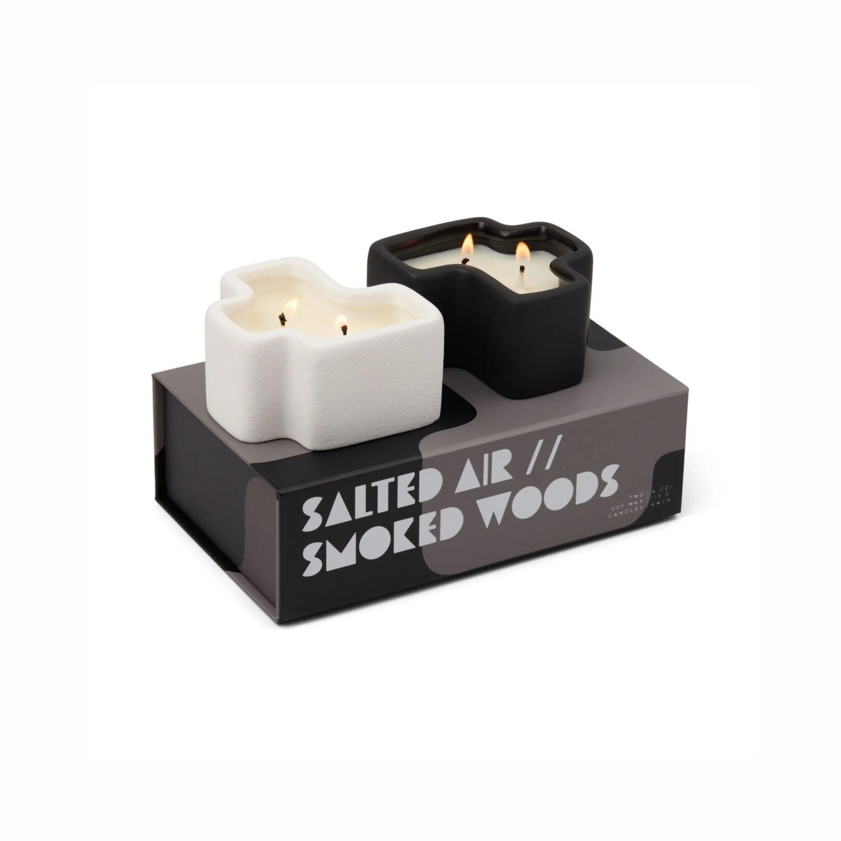 Paddywax Jigsaw Candles White Black- Salted Air Smoked Woods