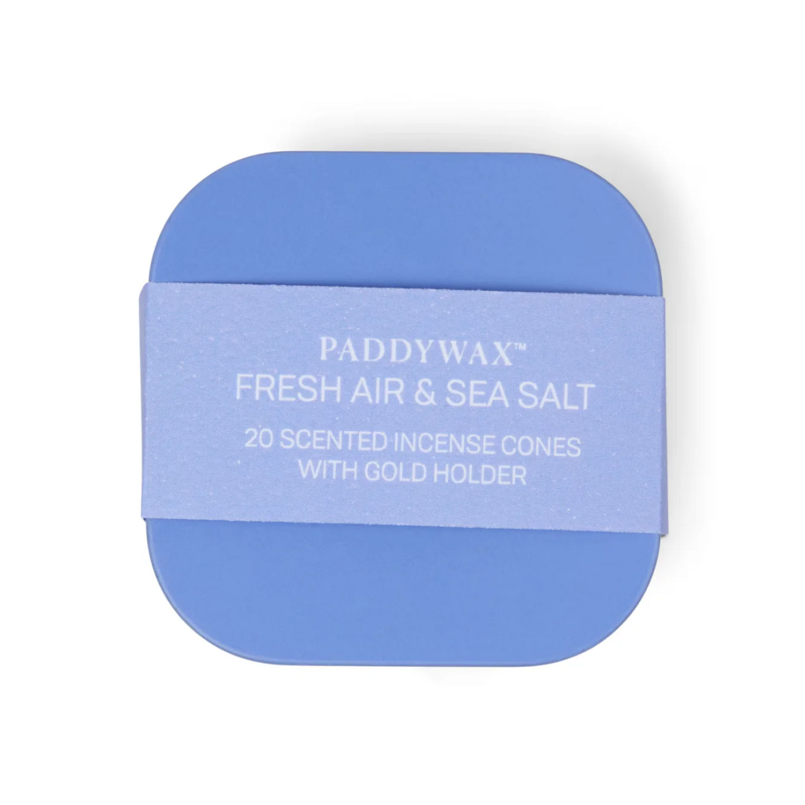 Paddywax Periwinkle Tin Incense Cones and Holder -  Fresh Air & Sea Salt
