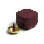 Paddywax Maroon Tin Incense Cones and Holder - Black Fig & Olive