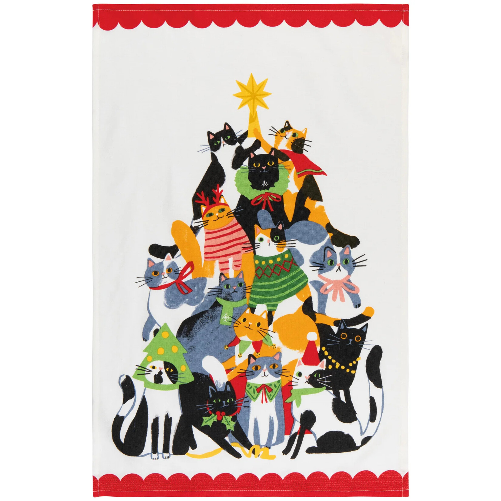 Now Designs Kitty Carol Christmas Dish Towel