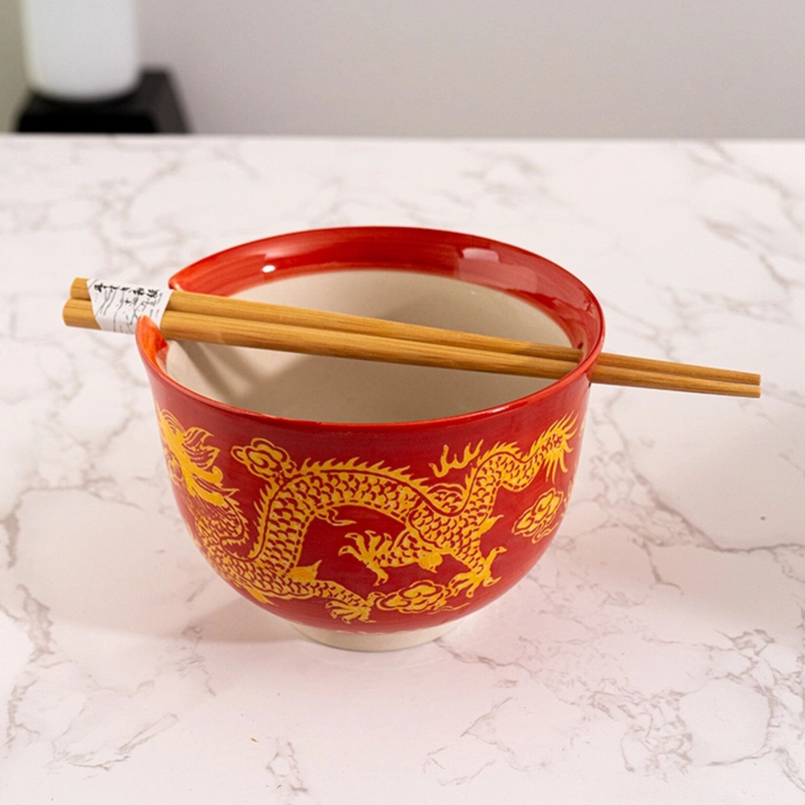 Urban Tokyo 18oz Red Dragon Bowl With Chopsticks